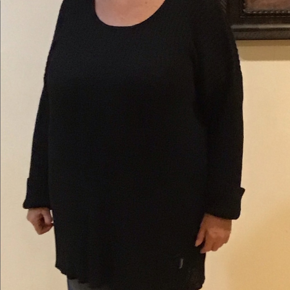 Hebbeding Black Long Top Size 2, US 18, Linen